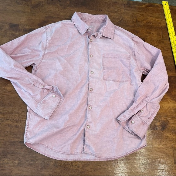 Zara pink cotton linen boys button down size 12 - Picture 1 of 5